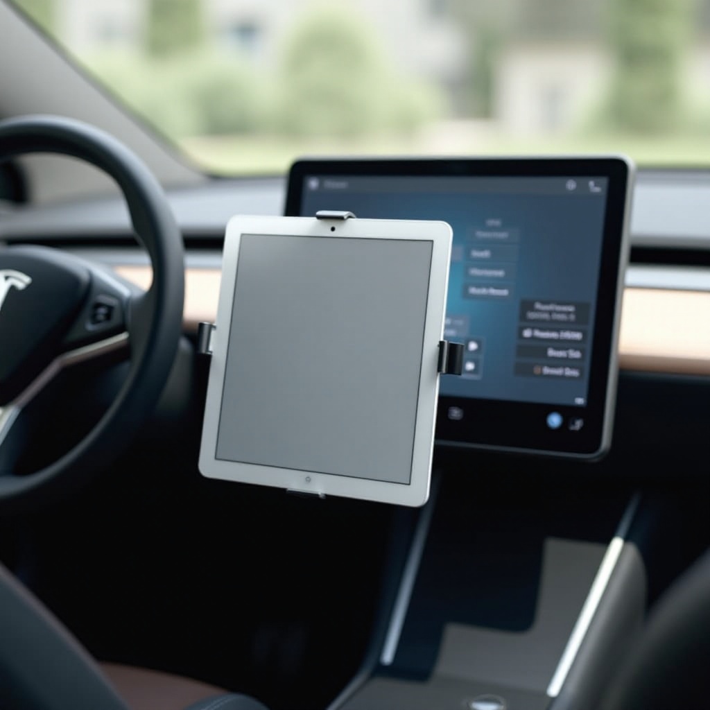 cara menjepit tablet ke layar tesla